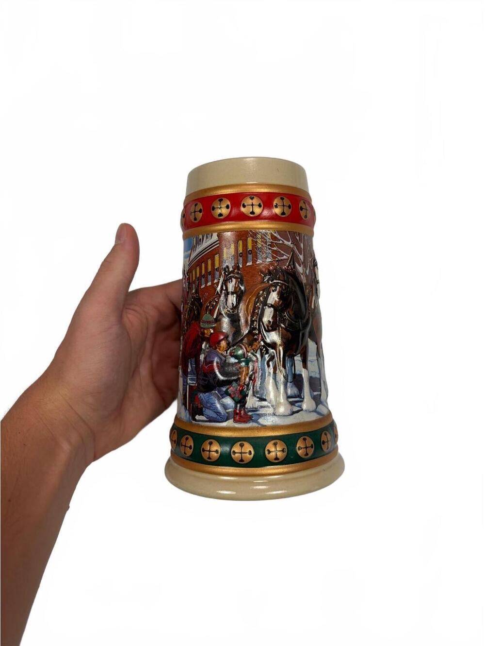 Vintage Budweiser 1994 Hometown Holiday Beer Stein CS211 Clydesdales Ceramarte